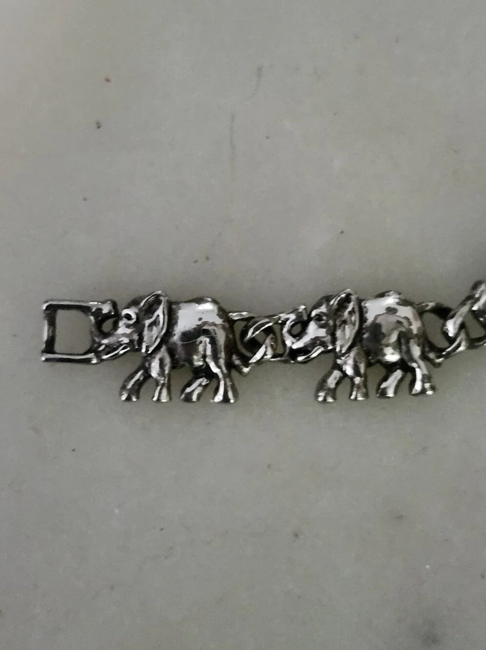 Silver Tone Elephant Link Bracelet